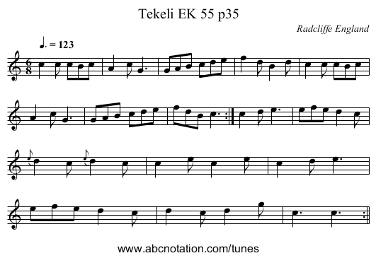 Tekeli EK 55 p35 - staff notation