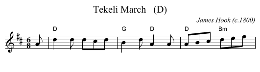 Tekeli March   (D) - staff notation