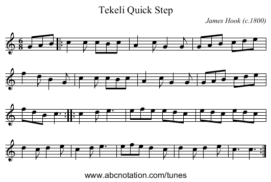 Tekeli Quick Step - staff notation