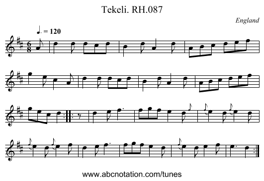 Tekeli. RH.087 - staff notation