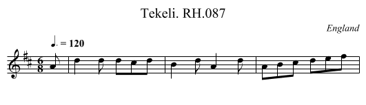 Tekeli. RH.087 - staff notation