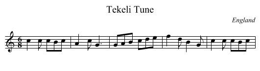 Tekeli Tune - staff notation