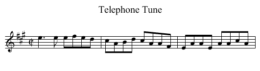 Telephone Tune - staff notation