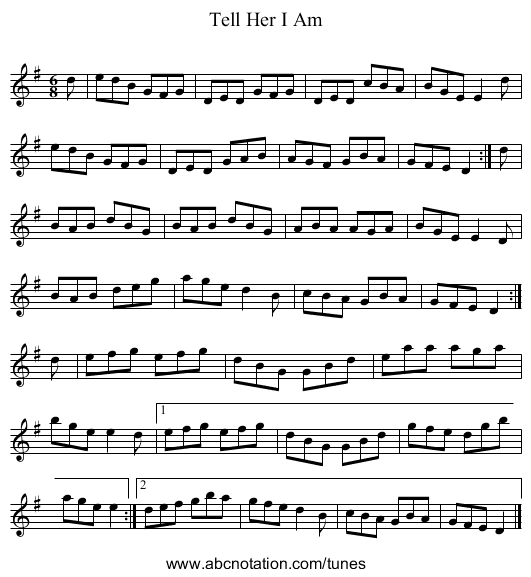 Tell Her I Am - staff notation