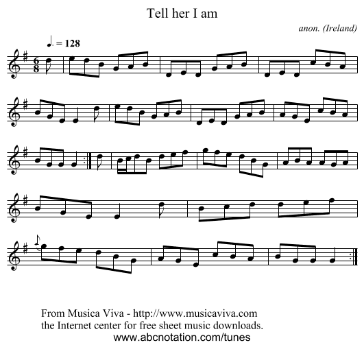 Tell her I am - staff notation