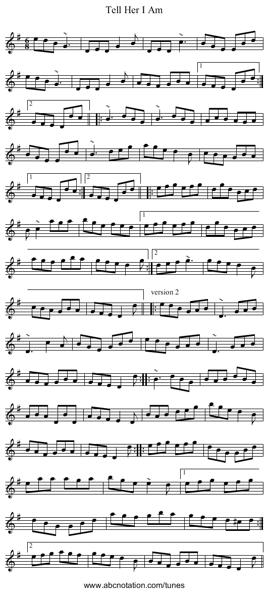 Tell Her I Am - staff notation