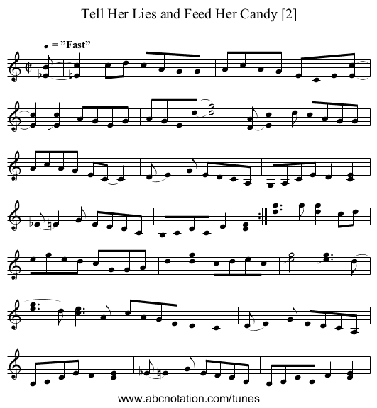 Tell Her Lies and Feed Her Candy [2] - staff notation