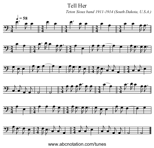 Tell Her - staff notation
