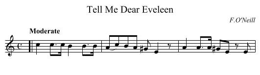 Tell Me Dear Eveleen - staff notation