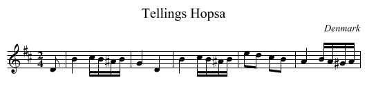 Tellings Hopsa - staff notation