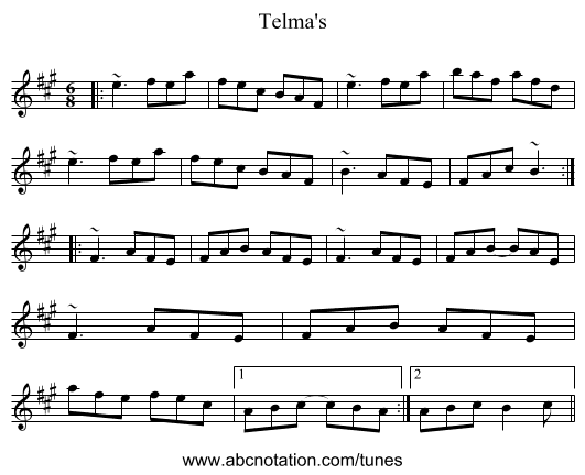 Telma's - staff notation