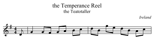 Temperance Reel, the  - staff notation