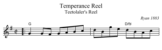 Temperance Reel - staff notation