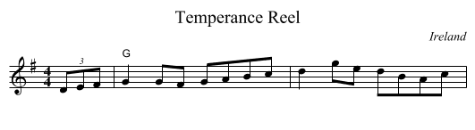 Temperance Reel - staff notation