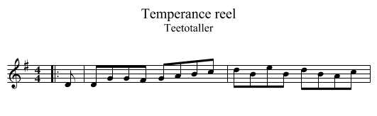 Temperance reel - staff notation