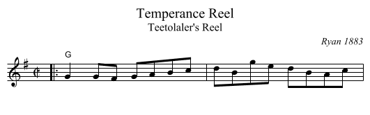 Temperance Reel - staff notation
