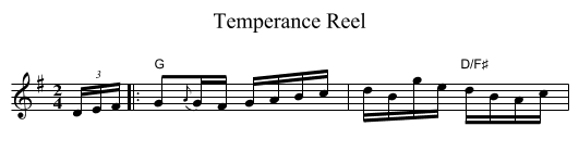 Temperance Reel - staff notation