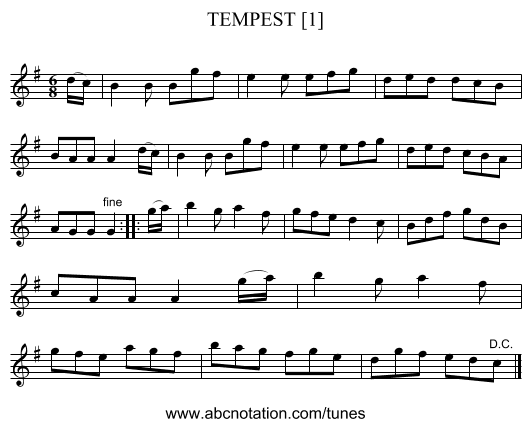 TEMPEST [1] - staff notation