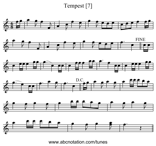 Tempest [7] - staff notation