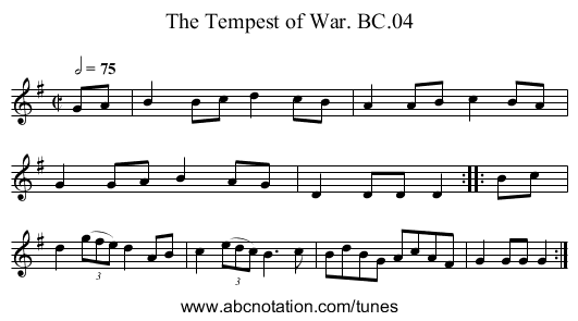 Tempest of War. BC.04, The - staff notation