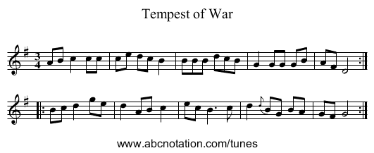 Tempest of War - staff notation