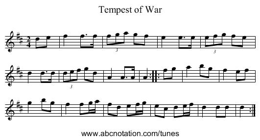 Tempest of War - staff notation