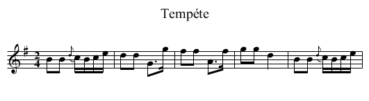 Tempéte - staff notation