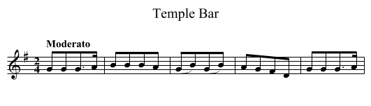 Temple Bar - staff notation