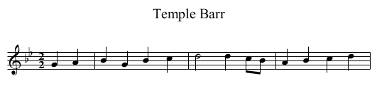 Temple Barr - staff notation