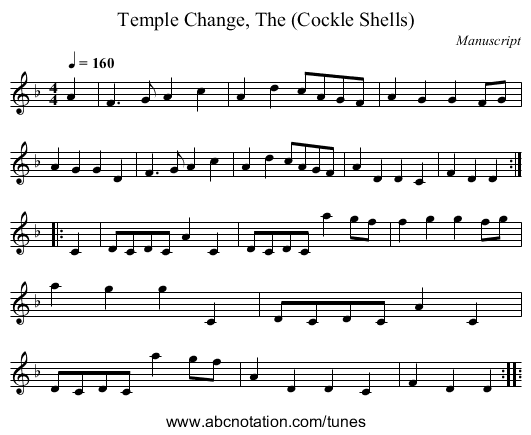 Temple Change, The (Cockle Shells) - staff notation