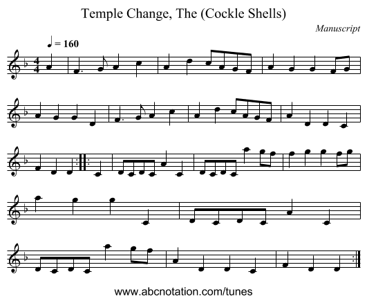 Temple Change, The (Cockle Shells) - staff notation