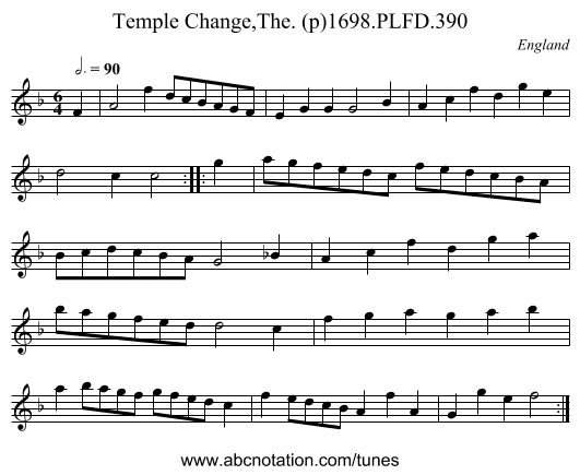 Temple Change,The. (p)1698.PLFD.390 - staff notation