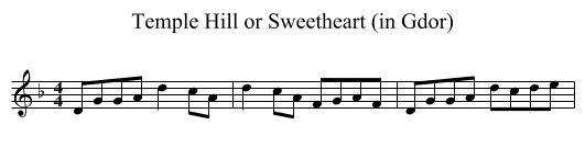 Temple Hill or Sweetheart (in Gdor) - staff notation