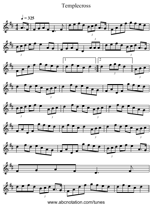 Templecross - staff notation