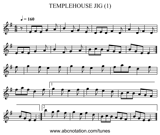 TEMPLEHOUSE JIG (1) - staff notation