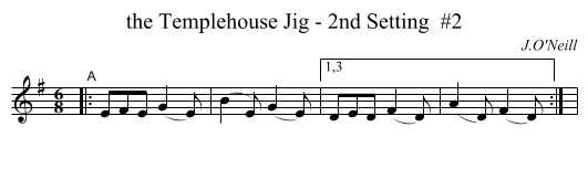 Templehouse Jig - 2nd Setting  #2, the  - staff notation