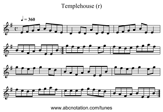Templehouse (r) - staff notation