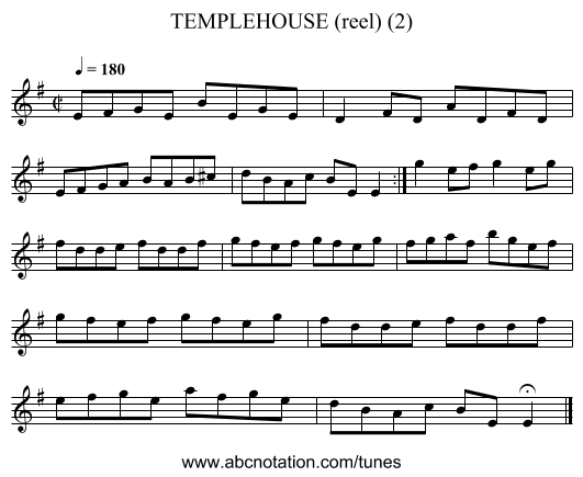 TEMPLEHOUSE (reel) (2) - staff notation