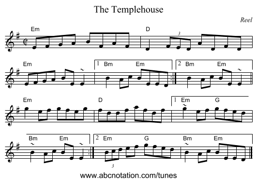 Templehouse, The - staff notation