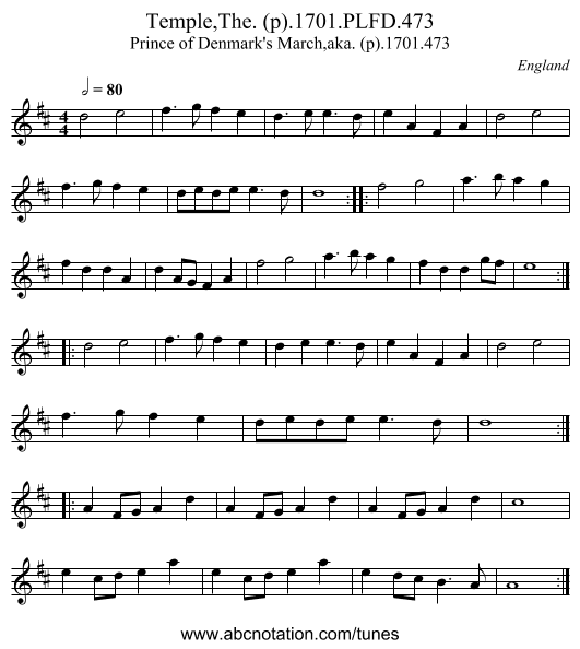 Temple,The. (p).1701.PLFD.473 - staff notation