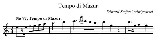 Tempo di Mazur - staff notation
