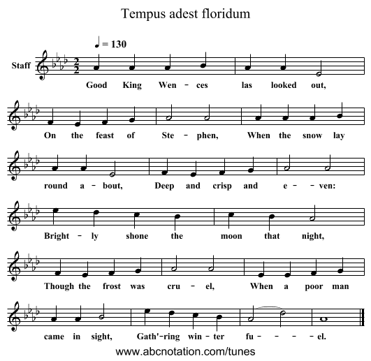 Tempus adest floridum - staff notation