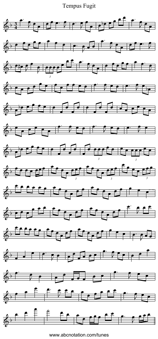 Tempus Fugit - staff notation