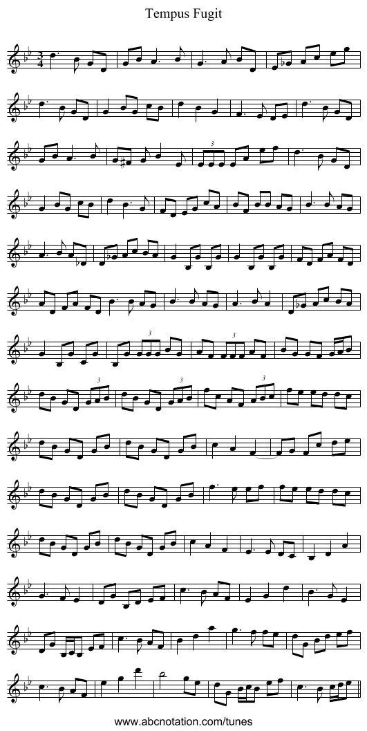 Tempus Fugit - staff notation