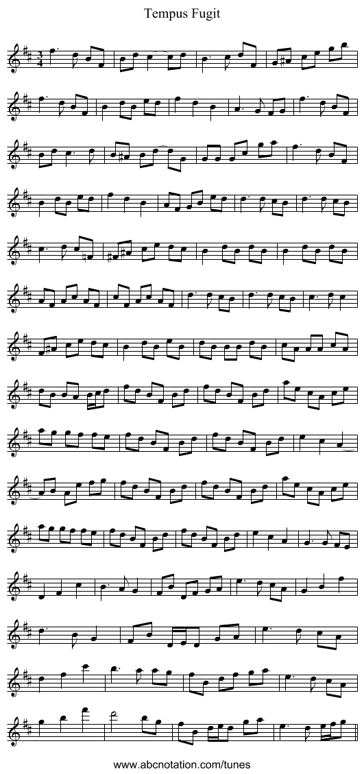 Tempus Fugit - staff notation