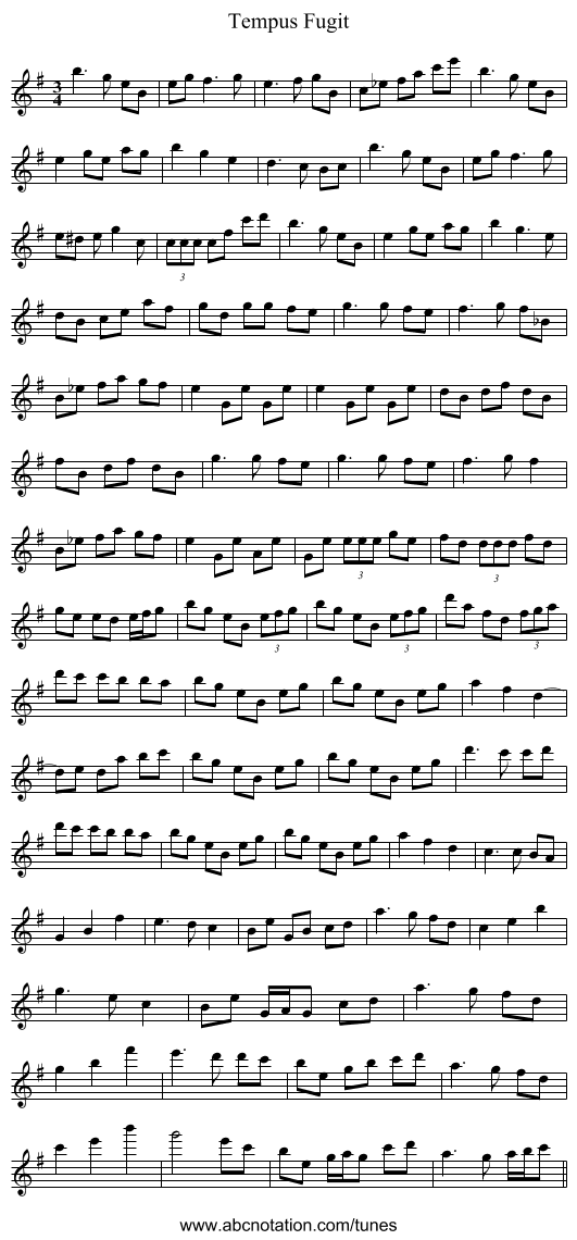 Tempus Fugit - staff notation