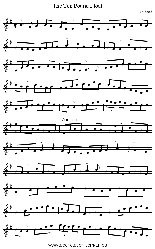 Ten Pound Float, The - staff notation