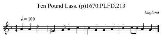 Ten Pound Lass. (p)1670.PLFD.213 - staff notation