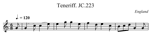 Teneriff. JC.223 - staff notation