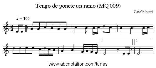 Tengo de ponete un ramo (MQ 009) - staff notation